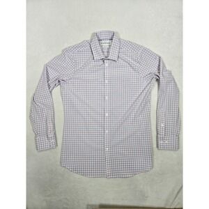 Mizzen Main Leeward Men's Med Trim Long Sleeve Pink Blue Button Down Dress Shirt